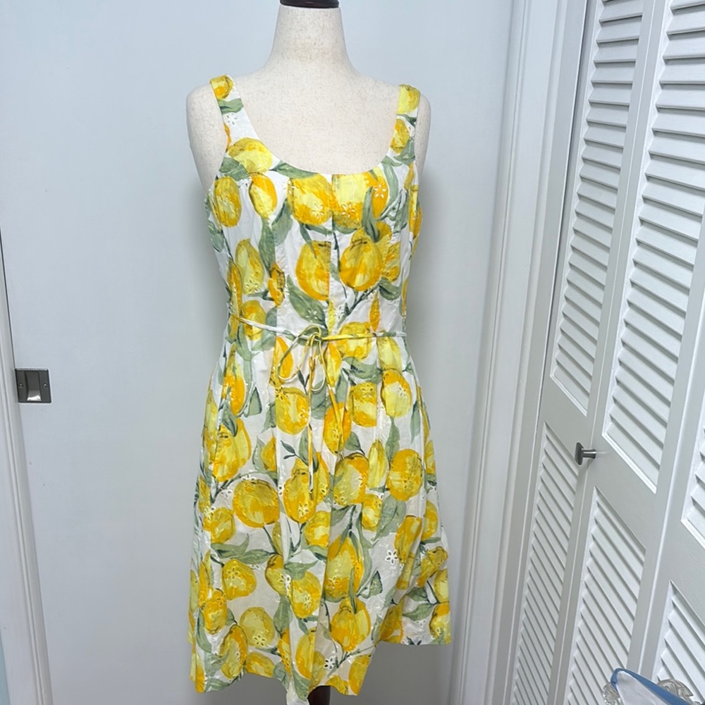 Pappagallo Yellow eyelet Sundress Sleeveless Scoop Neck Midi 14